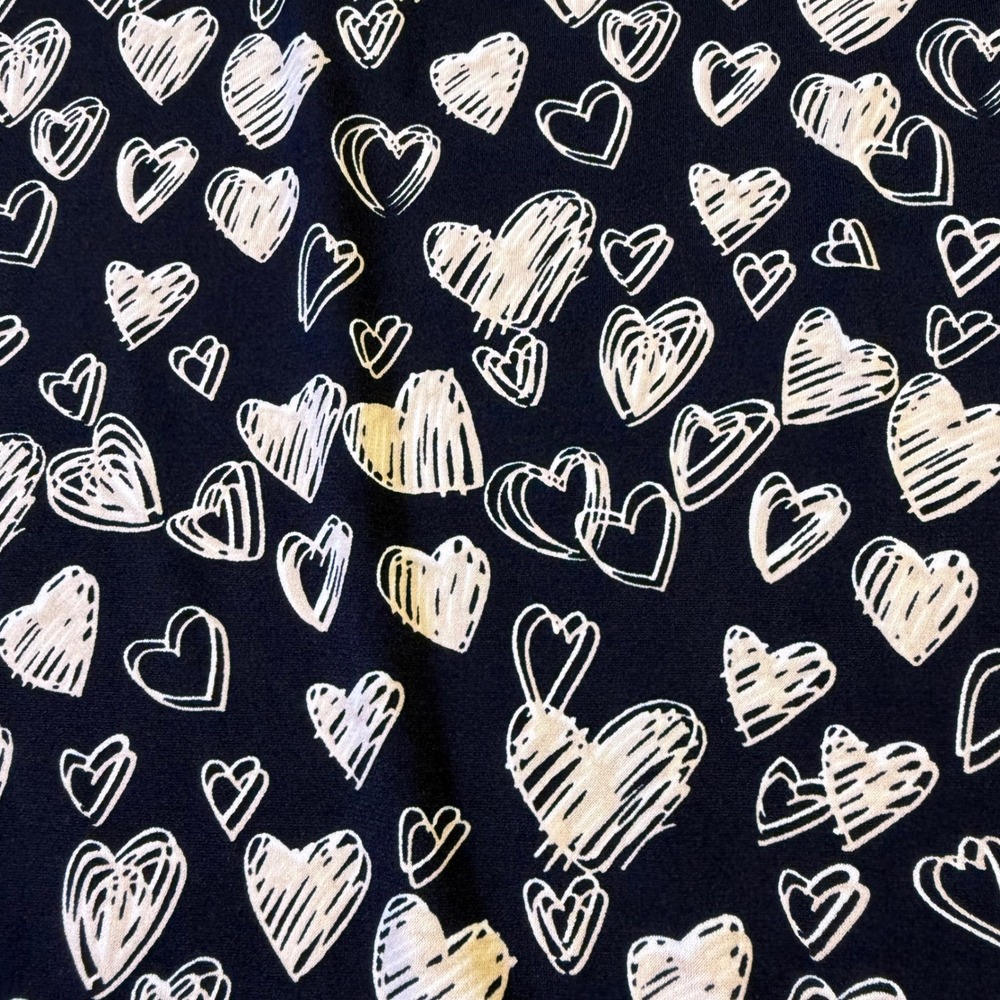 Susan Graver Black Heart Print Mock Neck Bell Sleeve Tunic Top M Stretch comfort - Picture 9 of 10